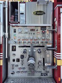 Control panel of fire truck