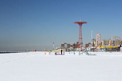 View of built structure against blue sky