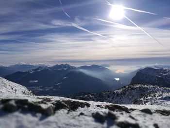 Scenic view of mountains against sky