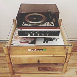 Low angle view of typewriter