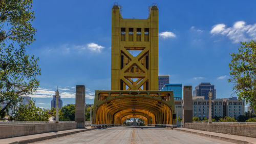 Low angle view of bridge against sky