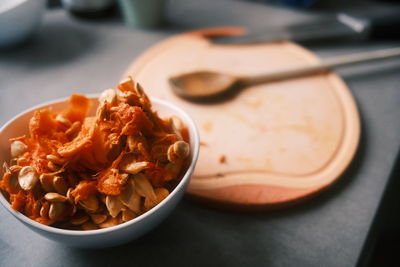 Close-up of food in plate on table