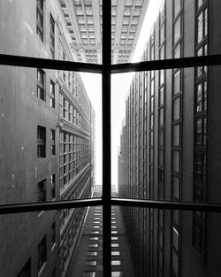 Directly below shot of modern buildings in city