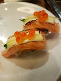 Close-up of served food in plate