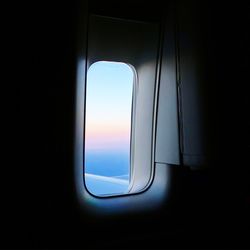 View of sky through airplane window