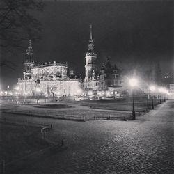 View of illuminated city at night