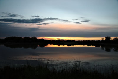 Scenic view of lake during sunset