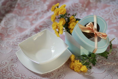 High angle view of food on table