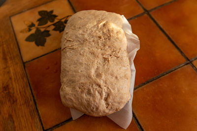 High angle view of bread on table