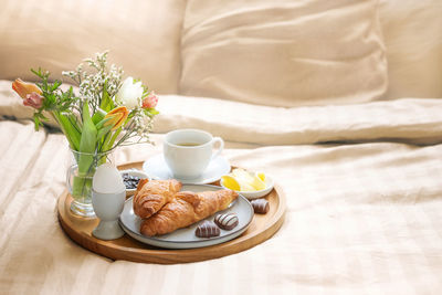 Close-up of breakfast on table