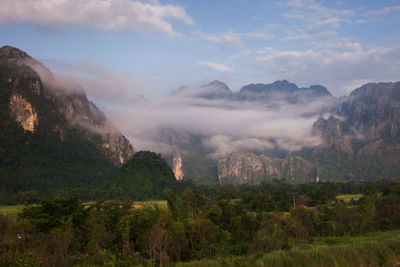 Scenic view of mountains against sky