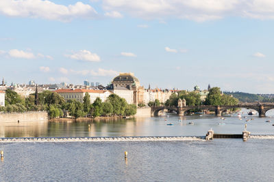 Bridge over river against sky