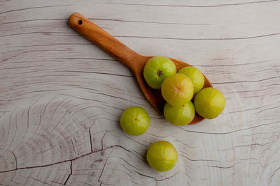 High angle view of fruits on table