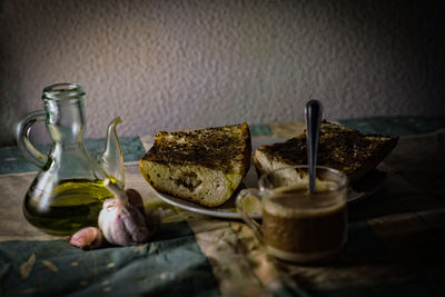 Close-up of food on table