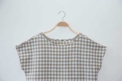 Brown striped shirt women isolated on white background