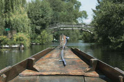 Boat with wooden bridge