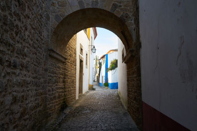 Narrow alley along buildings