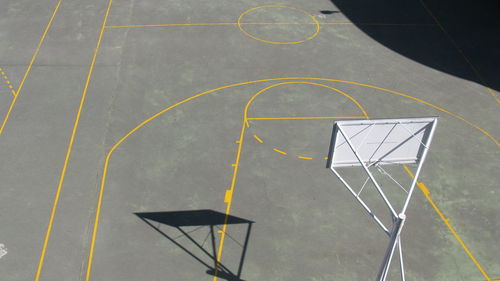 High angle view of basketball court on sunny day