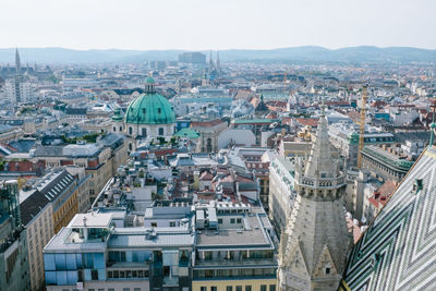 High angle view of buildings in city