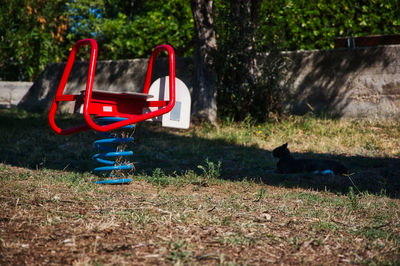 View of playground in park