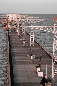 High angle view of pier over lake