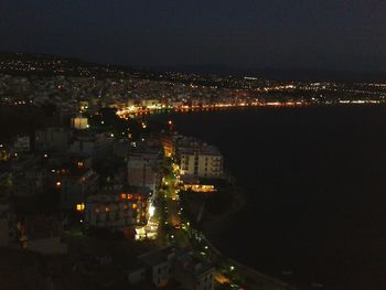 Illuminated cityscape at night