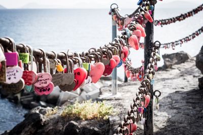 Padlocks on railing