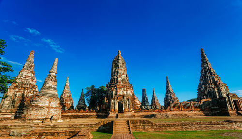 Panoramic view of temple building against blue sky