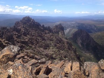 Scenic view of mountains against sky