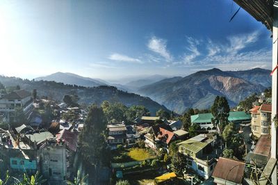 High angle view of townscape against sky