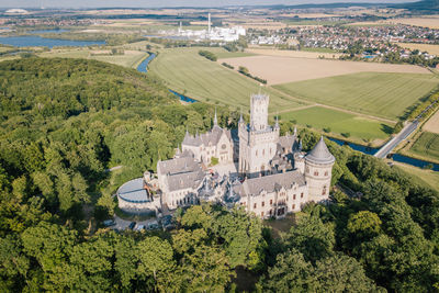 High angle view of buildings