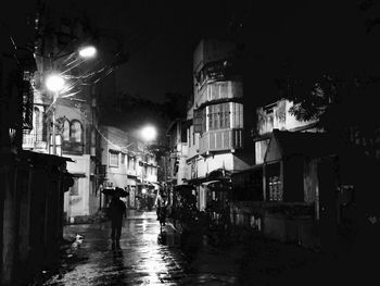 Illuminated building at night