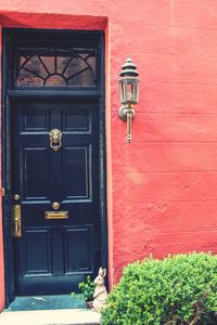 Closed door of building