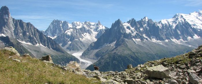 Panoramic view of mountains against sky