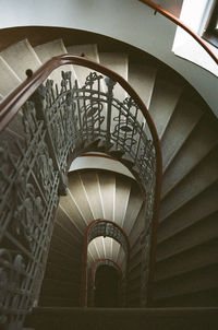 High angle view of spiral staircase of building