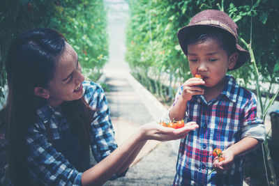 Boy eating food