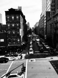 High angle view of traffic on city street