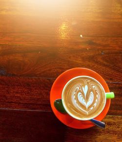 High angle view of coffee on table