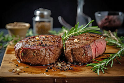 Close-up of food on cutting board