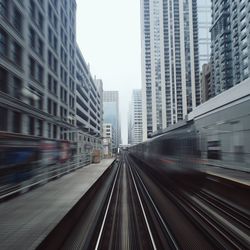 Railroad tracks in city