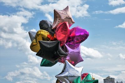 Low angle view of multi colored umbrella
