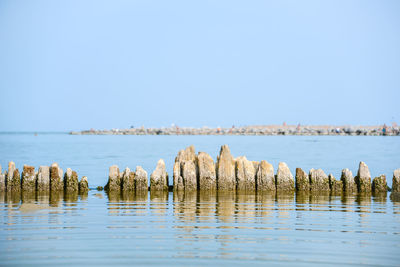 Scenic view of sea against clear sky