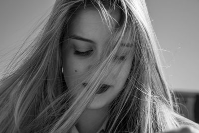 Close-up portrait of beautiful young woman