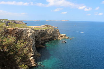 Scenic view of sea against cloudy sky