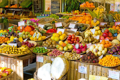 Various fruits for sale at market stall