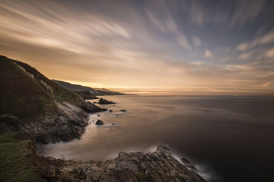 Scenic view of sea against sky during sunset