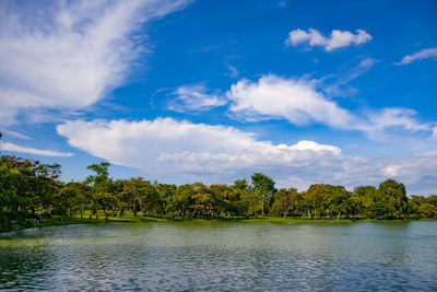 Scenic view of lake against sky