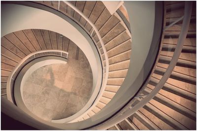 High angle view of spiral staircase