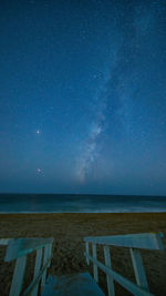 Scenic view of sea against sky at night