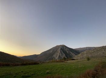 Scenic view of landscape against clear sky